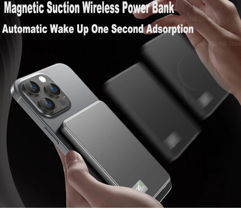 Belvair Magnetic Wireless Power Bank — Slim Snap-On (10k/20k/50k)